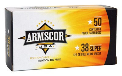 ARMSCOR 38 Super 125 Grain Full Metal Jacket Ammunition - Made in USA