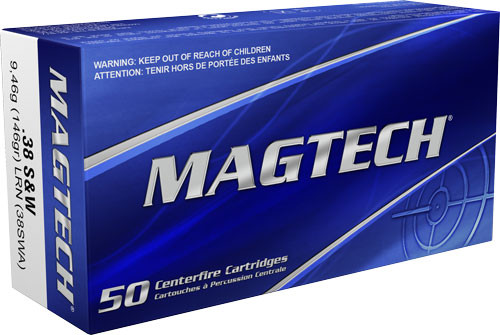 Magtech .38 S&W Short 146 Grain Lead Target & Match Ammunition - Reloadable 50 Rounds per Box