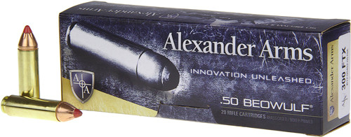 Alexander Arms 50 Beowulf 300 Grain FTX Polymer Tipped Ammo - Reloadable