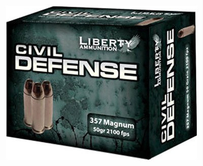 Liberty Civil Defense .357 Magnum 50 Grain Copper Monolithic Hollow-Point Fragmenting Personal Defense Ammunition