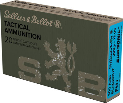 Sellier & Bellot S&B SUBSONIC .300 AAC Blackout 200-Grain FMJ Ammunition, 20 Rounds per Box