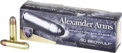 Alexander Arms 50 Beowulf 400 Grain Flat Point Ammo – 20 Rounds per Box