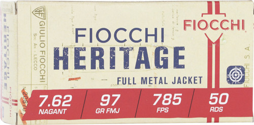 Fiocchi 7.62 Nagant 97 Grain FMJ Ammunition, Part Number 762A