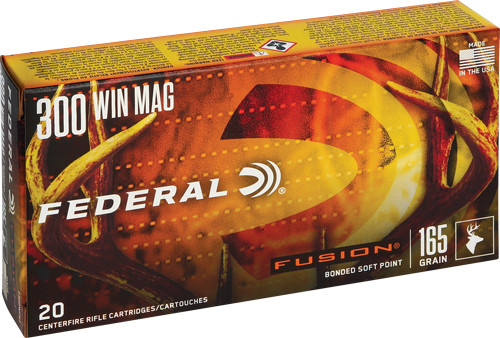 Federal Fusion 300 Winchester Magnum Rifle Ammunition - 165 Grain Soft Point, Reloadable, 20 Rounds per Box