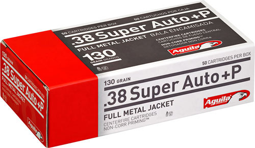 Aguila 38 Super +P 130 Grain FMJ Ammunition - Full Metal Jacketed for Reliable Performance