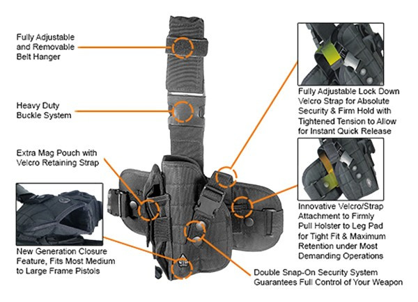 UTG Special Ops Left-Hand Nylon Drop-Leg Holster for Medium & Large Autos