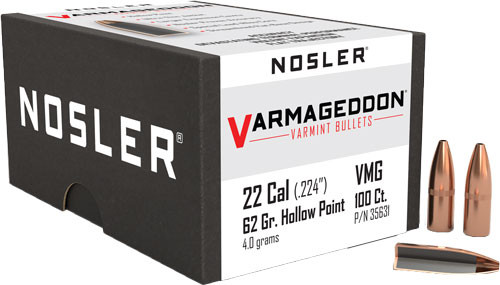 Nosler Bullets .22 Caliber Varmageddon Varmint Bullet - 62 Grain Hollow Point Flat Base