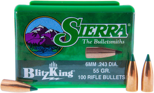 Sierra Bullets 6mm .243 Caliber Blitzking Series - 55 Grain Spitzer Bullet