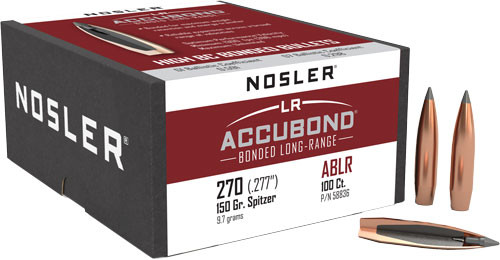 Nosler Bullets .270 Caliber .277 Diameter AccuBond Long Range Spitzer Boat Tail Bullets - 150 Grain (Box of 100)