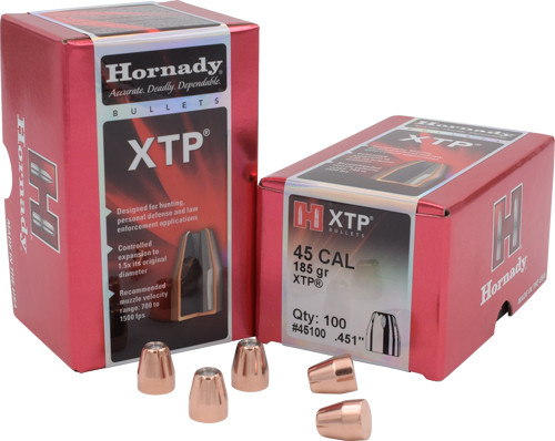 Hornady .45 Caliber .451 Inch XTP Bullet (Part No. 45100) – 185 Grain Jacketed Hollow Point Ammunition