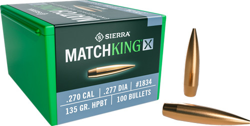 Sierra Bullets MatchKing X Series .270 Caliber .277 Diameter 135-Grain JHP Boat Tail Bullets