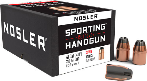 Nosler Bullets .41 Caliber, .410 Diameter, 210 Grain JACKETED HOLLOW POINT – Sporting Handgun Ammunition
