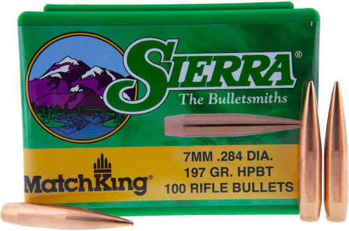 Sierra Bullets 7mm .284 MatchKing JHP Boat Tail Bullet (Part #1997) – 197 Grain, Box of 100