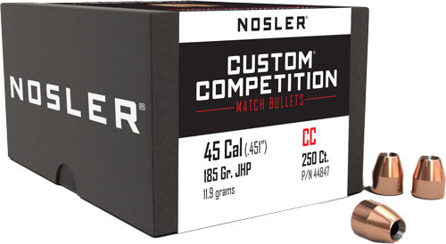 Nosler Bullets .45 Caliber .451 Diameter 185 Grain Custom Competition Hollow Point Bullet (Part No. 44847)