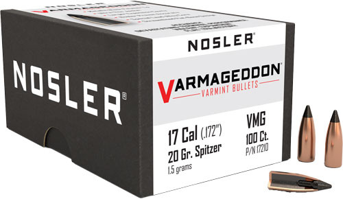 Nosler Bullets Varmageddon Varmint Bullet .17 Caliber .172 Diameter 20 Grain Tipped Flat Base