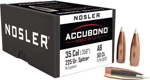 Nosler Bullets 35 Caliber .358 Spitzer Boat Tail Bullet - 225 Grain, Box of 50
