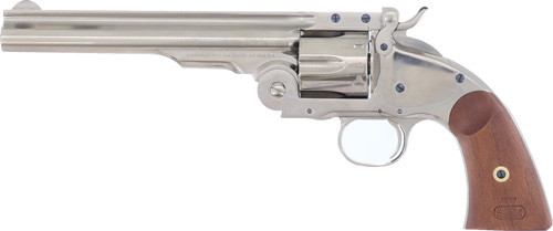 Cimarron No.3 Schofield .45 Long Colt Revolver with Nickel Finish and Wooden Grips