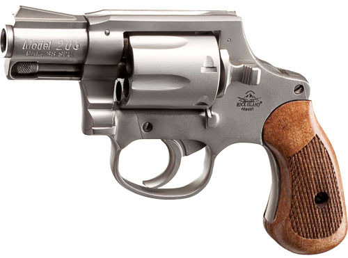 Rock Island Armory M206 Revolver DAO - 38 Special with Nickel Finish and Wood Grips