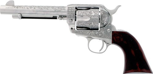 Cimarron Buffalo Bill Cody .45 Long Colt Revolver with Nickel Finish and Wooden Grips