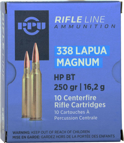 Ppu PP338H 338 Lapua Magnum 250 Grain Jacketed Hollow Point Ammunition PP338H