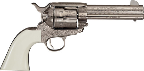 Cimarron Meldrum .357 Magnum / .38 Special Pre-War Nickel Frame Revolver with Ivory Grips MELDRUM357