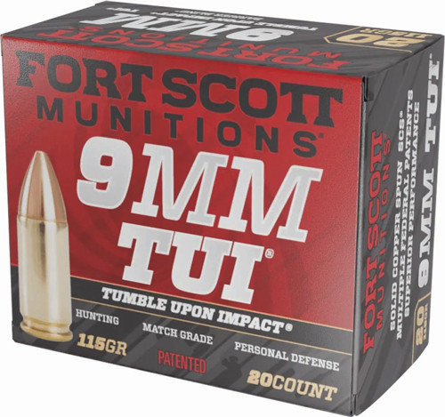 Fort Scott 9mm Luger 115 Grain Copper Solid Ammo - Reloadable, 20 Rounds per Box