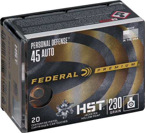Federal Premium 45 ACP 230-Grain HST Jacketed Hollow Point Ammunition
