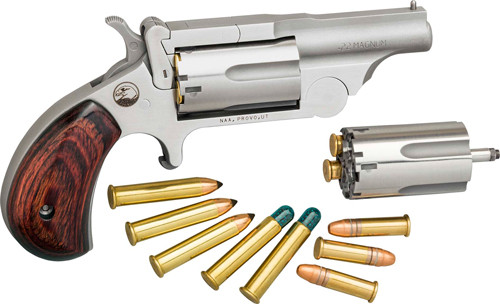 North American Arms NAA22MCR Mini-Revolver in .22LR/.22WMR with Stainless Finish and Wood Grips