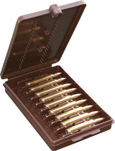 MTM Ammo Wallet for Rifle - Holds 9 Rounds with Tip Protection, Brown Plastic Design
