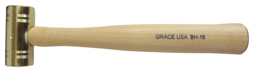 Grace USA 16 oz Brass Hammer with Hickory Handle - Precision Made in the USA