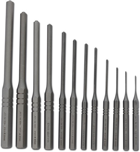 Grace USA RRS12 Roll Pin Holder Punch Set - 12 Piece Steel Tool Kit