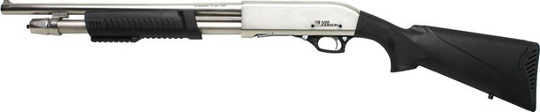 Iver Johnson Pump 12 Gauge Shotgun with 18-Inch Barrel and Nickel Finish (Part Number: PAS12 Satin)
