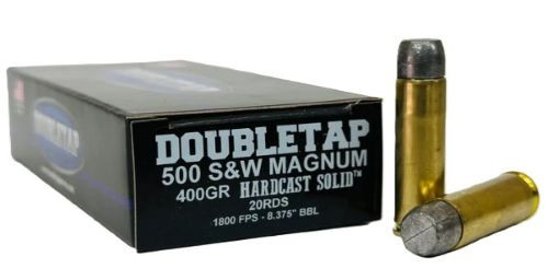 Doubletap 500 S&W Magnum 400-Grain Flat Nose Reloadable Ammo – 20 Rounds per Box