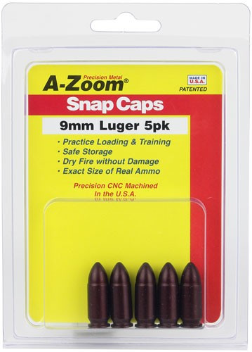 A-ZOOM Metal Snap Cap for 9mm Luger - Safe Practice and Training Dummy