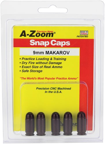 A-ZOOM Metal Snap Cap for 9x18mm Makarov Pistols - Safe Function Testing & Dry Fire Practice