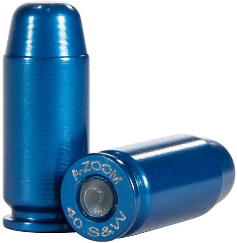 A-ZOOM Metal Snap Cap in Blue for .40 S&W - Precision Aluminum Dummy Round, Pack of 10