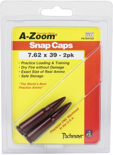 A-ZOOM Metal Snap Cap for 7.62x39 Ammunition - Safe Firing Pin Release and Practice Tool