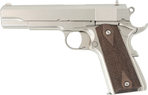 Tisas Stakeout 1911 .38 Super Semi-Auto Pistol with Turkish Walnut Grips and Nickel Finish