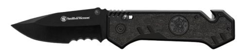 Smith & Wesson S&W M&P Border Guard 3.5" Folding Knife with Strap Cutter and Semi Serrated Blade
