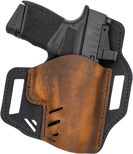 VersaCarry RoughRider OWB Right-Hand Leather Belt Slide Holster - Full Size, Brown