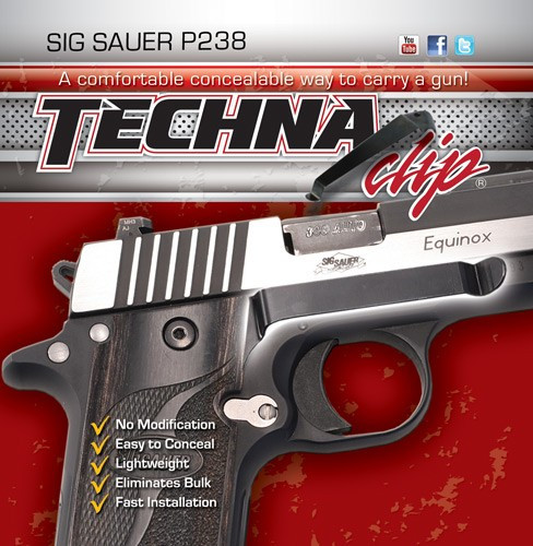 Techna Clips Sig Sauer P238 Right Side Belt Clip (Part #238BR)