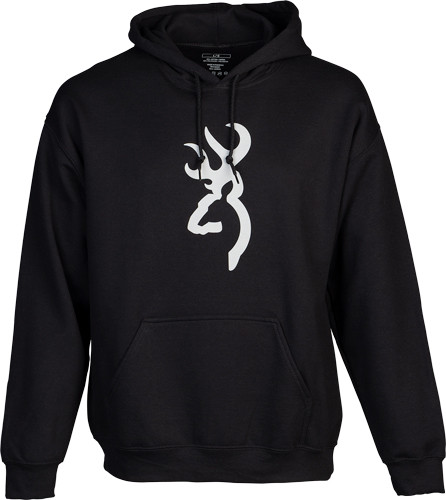 Browning Branded Buck Hoodie XX-Large in Black with Ribbed Cuffs and Hem