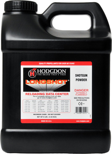 Hodgdon Longshot 8 lb Can - Versatile Spherical Powder for Shotguns and Pistols
