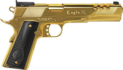 Iver Johnson Eagle XL Ported .45 ACP Semi-Auto Pistol with 6-Inch Barrel and 24K Gold Finish