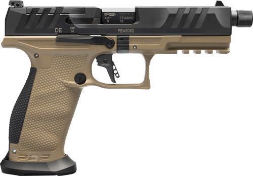 Walther PDP or Pro SD 9mm 5.1-inch semi-automatic pistol with optics-ready slide and ergonomic grip