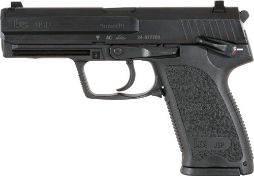 HK USP9 V1 DA/SA 9mm Luger Semi-Auto Handgun with 4.25-inch Barrel and Black Polymer Frame