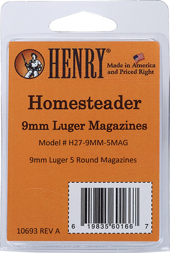 Henry H27-9MM-5MAG 5-Round Black Steel Magazine for 9mm Luger Centerfire Rifle