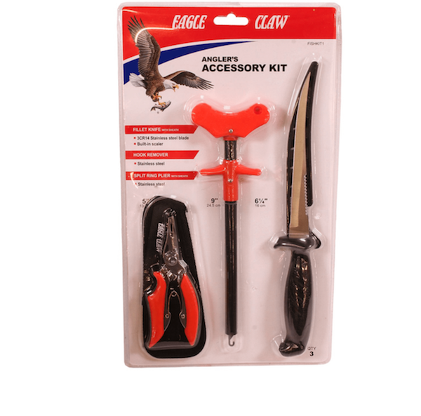 Eagle Claw ECULT Ultimate Fishing Kit with Fillet Knife, Pliers, and Hook Remover FISHKIT1
