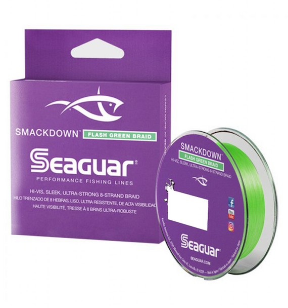 Seaguar Smackdown Flash Green 50 lb Braided Line, 150 yards – Strong and Durable Fishing Line 50SDFG150