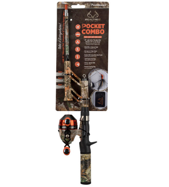 Anything Possible APB RealTree Edge Pocket Spincast Combo 30" Tangle-Free Fishing Rod and Reel